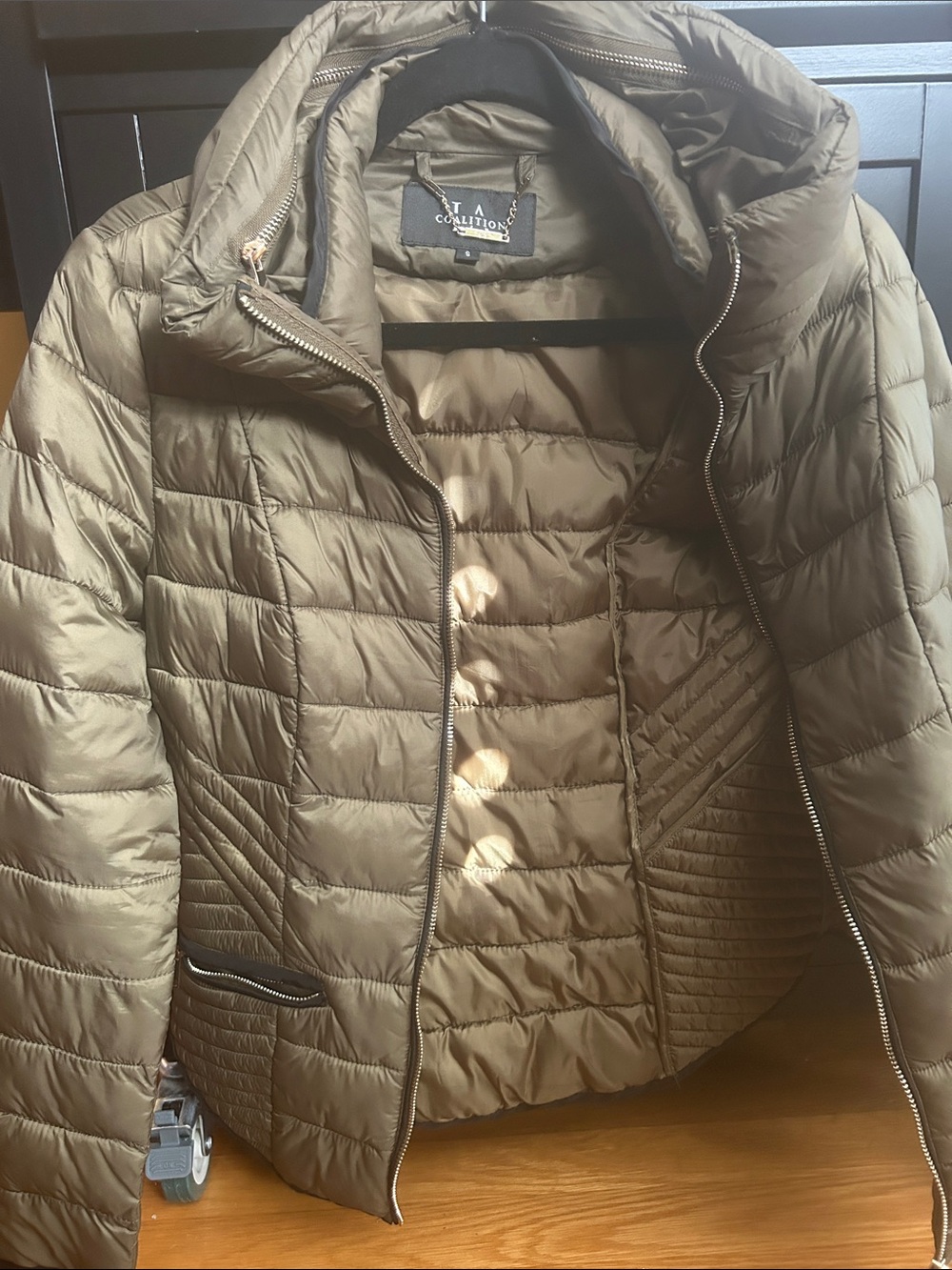 Tea Collection Olive Quilted Hooded Puffer Jacket